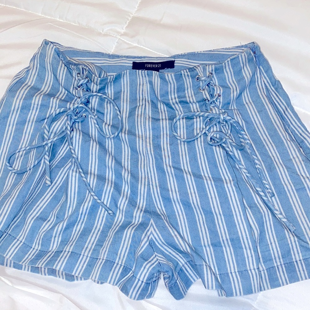 Forever 21 blue & white striped flowy shorts.